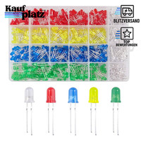 Led Dioden Set 600PCS 5Mm Rundkopf 5 Farben Weiß Rot Gelb GrüN Blau FüR Basteln