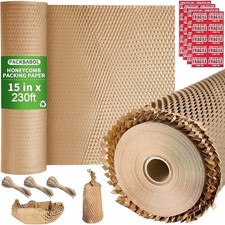 PACKBABOL Honeycomb Packing Paper Bubble Wrap Roll 15" x 230' - Eco-Friendly Bub
