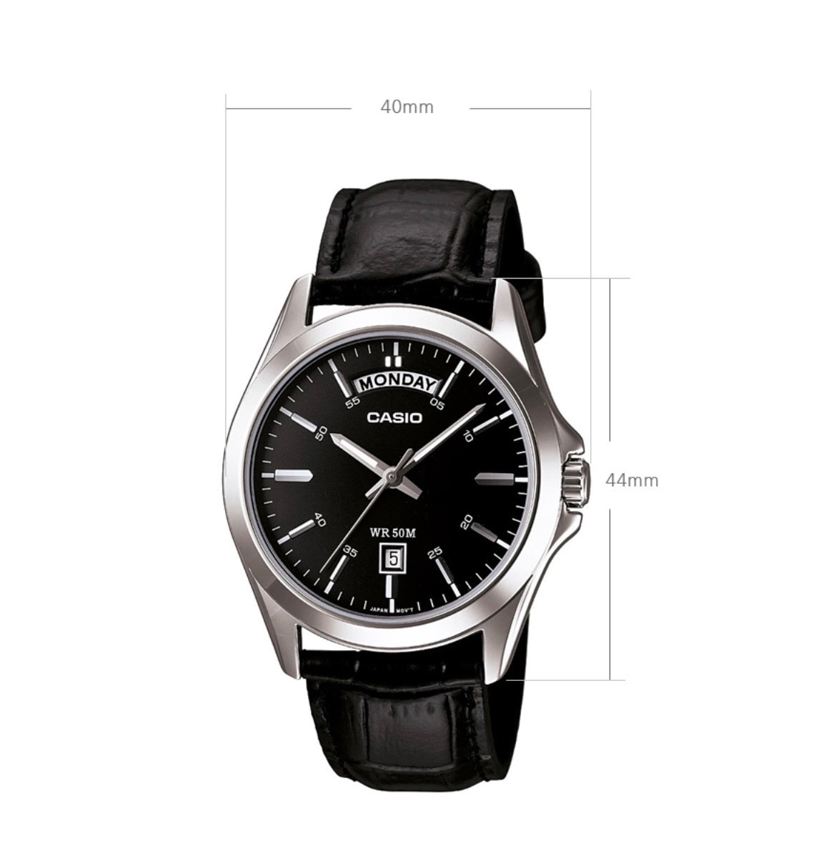 Casio MTP-1370L-1A Men's Enticer Black Dial Leather Watch | eBay