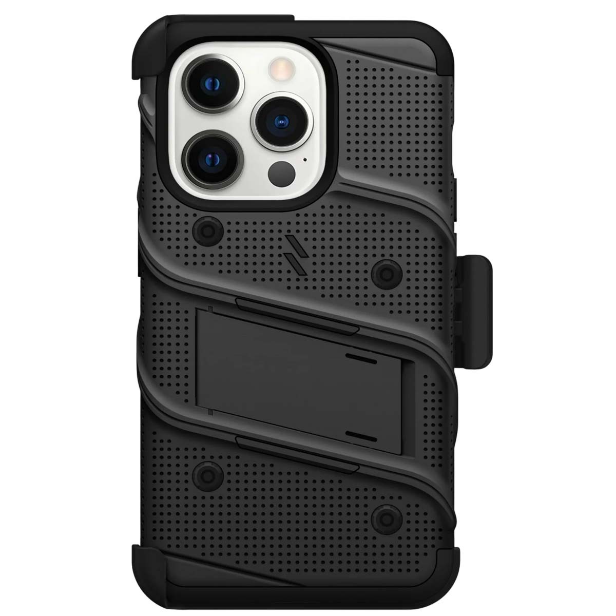 Coque Antichoc iPhone 14 Pro Bolt avec Support Noir et Protection Écran - 2
