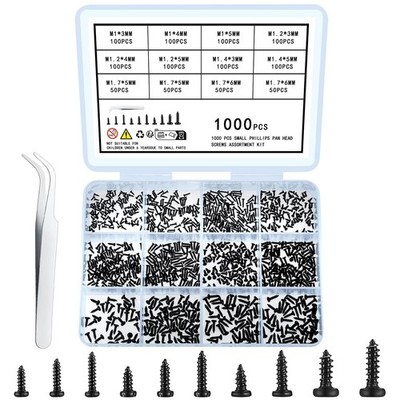 wugongshan 1000 Pcs Small Pan Head Screws Assortment Kit, Micro Tiny 1 