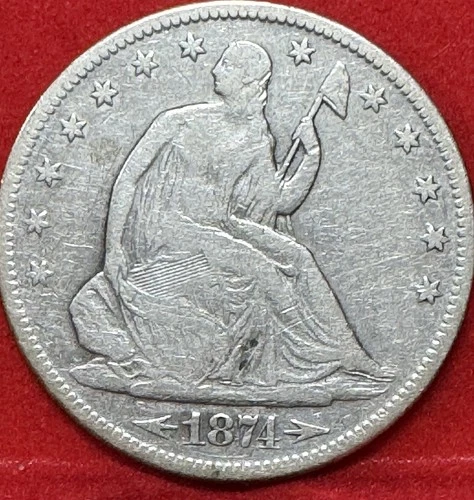 1874 S  Arrows Seated Liberty Half Dollar Original Silver Free Shipping