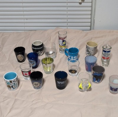 Lot of 15 Doc Collier, Birmingham Zoo, WWII Museum Souvenir Glass Shot Glasses