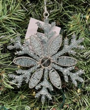 New Beaded Snowflake Christmas Ornament 5" Large Hobby Lobby
