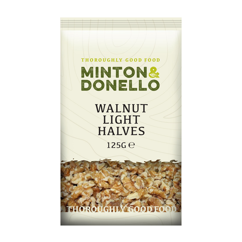 Minton & Donello Light Walnut Halves Whole Nuts 6 x 125g