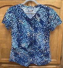 Grey  s Anatomy Professional Wear By Barco Abstract Blue Dot Scrub Top Size XSm