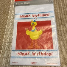 Vintage 1989 Sesame Street Big Bird Loot Party Bags 8 NEW 6.5"x9"