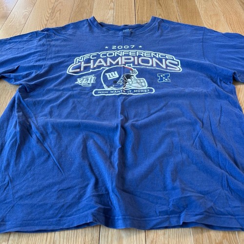 Y2K Reebok New York Giants 2007 NFC Conference Champions Blue Mens XL Tee - Picture 2 of 6