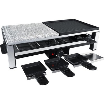 Steba Multi Raclette RC 108 Schwarz Edelstahl Natursteingrillplatte 8 Pfännchen