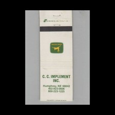 Matchbook Cover John Deere Dealer C C Implement Inc Humphrey NE