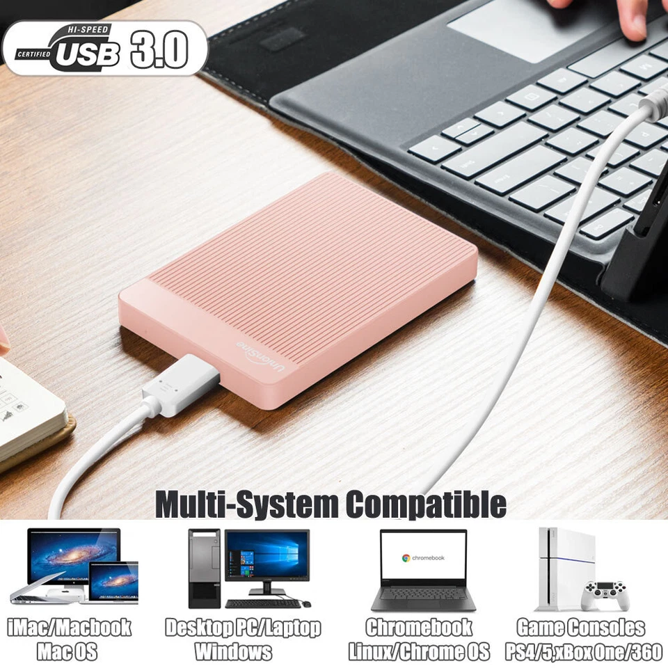 Externe Festplatte 2TB 1TB Mobile Speicherfestplatte USB 3.0 2.5 Zoll Backup HDD - Bild 3 von 4