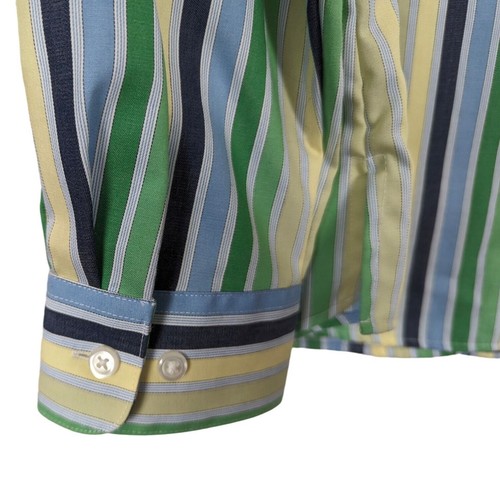 ORVIS Camisa Manga Larga Botón Abajo Rayas Amarillo Verde Azul Mujer Despreocupada 14 - Imagen 4 de 9