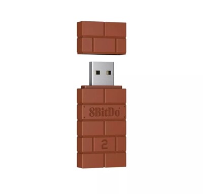 8Bitdo Wireless Bluetooth USB Adapter 2, Steam Deck, PC (Brown)