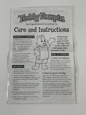 Teddy Ruxpin The Original Animated Storytelling Toy 2005 Care  Instructions