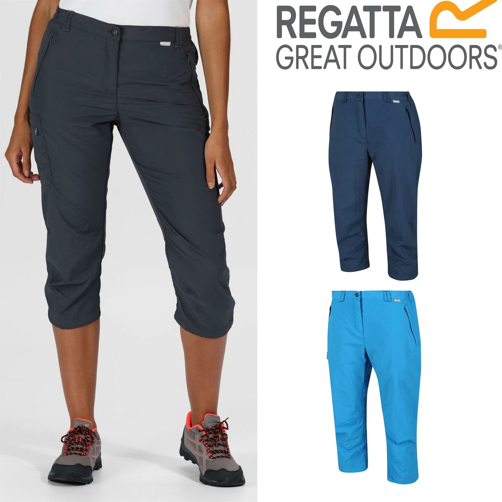 Regatta Womens Chaska II Capri Cropped 3/4 Walking Hiking Trousers Outdoor