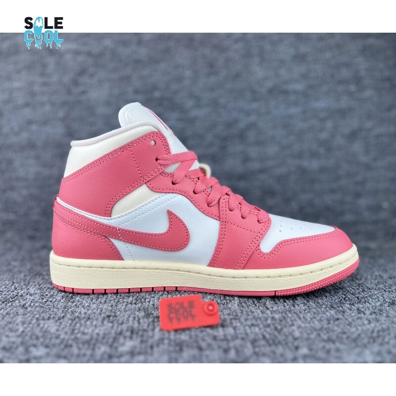 Nike Air Jordan 1 Mid Pink Salt White Women's Shoes BQ6472