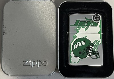 アクセサリー Zippo New York Jets 1997 ZIPPO 1997 NFL NEW YORK JETS POLISHED CHROME LIGHTER SEALED IN BOX