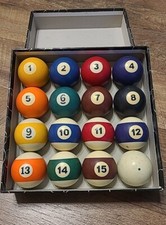 Vintage Unbranded 16 Piece 2 1/4  Diameter Pool Billiards Ball Set. No chips 
