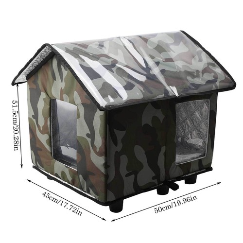 Outdoor Cat House Kennel Shelter Waterproof Insulated Elevated Pet House 2 Door - Picture 10 of 10