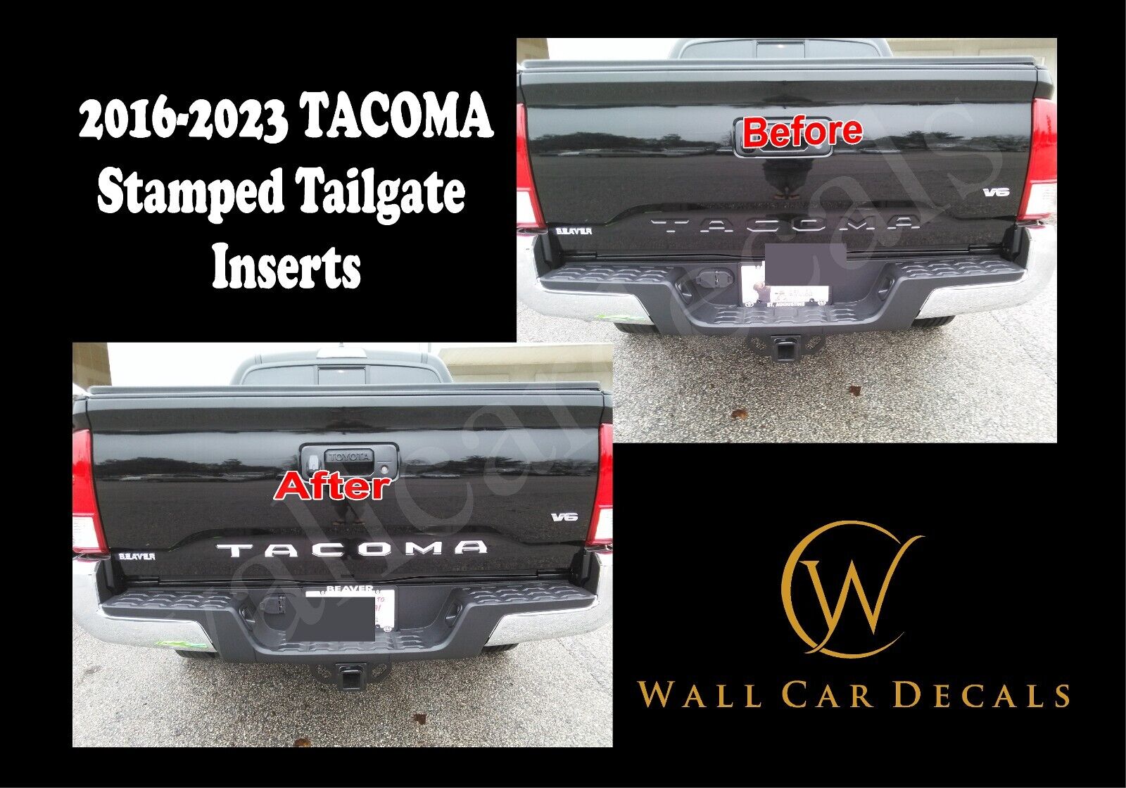 Tailgate Insert Letters Vinyl Decal for 2016  - 2023 Toyota Tacoma Sticker New
