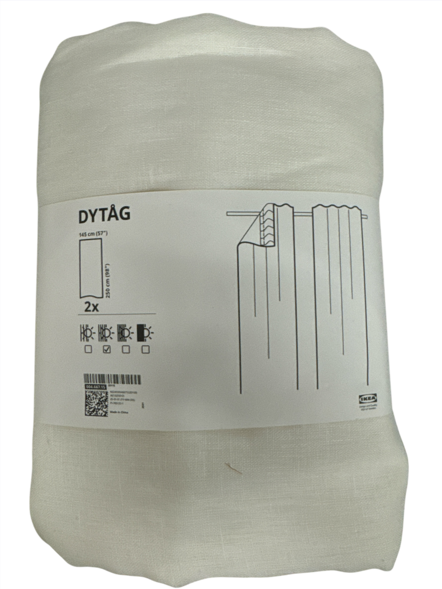 New IKEA DYTAG White Light Filtering Curtains 1 Pair (57x98