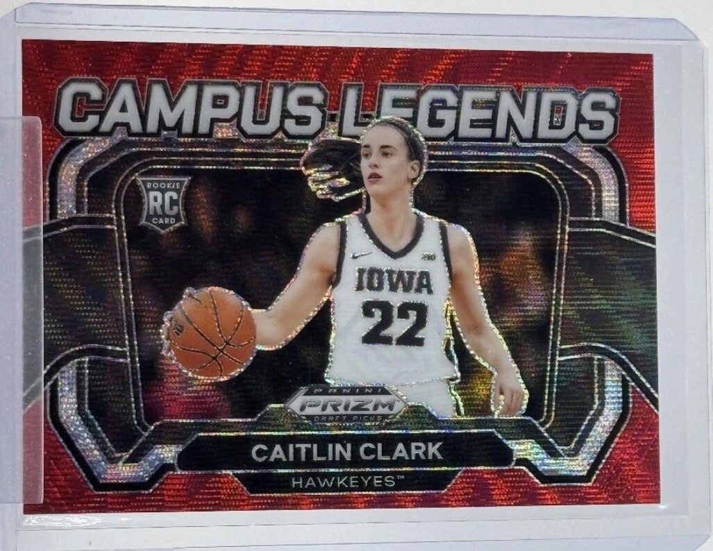 🔥🔥 CAITLIN CLARK 2024-25 PRIZM DRAFT CAMPUS LEGENDS ROOKIE RED WAVE RC 🔥🔥