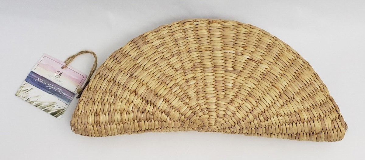 Sea Grass Shell Clutch Purse Natural Hand Woven Seagrass Dust