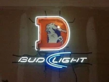 Denver Broncos Logo 20"x16" Neon Sign Lamp Light Bar Beer Room Show Decoration