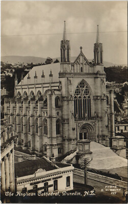 PC NEW ZEALAND, ANGLICAN CATHEDRAL, DUNEDIN, Vintage REAL PHOTO Postcard(b41507)