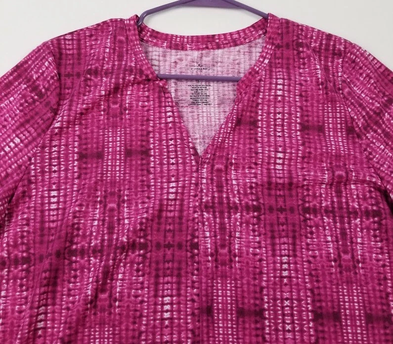 Футболка женская St. John's Bay Active большая розовая белая с V-образным вырезом короткие рукава спортзал - Изображение 2 из 4