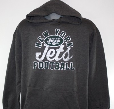Mens NFL Majestic New York NY Jets Grey Screen Printed Pullover Football  Hoodie