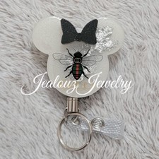 Luxury Minnie Mouse Heavy Duty ID Badge Reel Made With Bee Decal