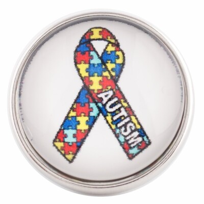Snap Jewelry Autism Awareness Puzzle Glass 18-20mm Fits Ginger Style Charms
