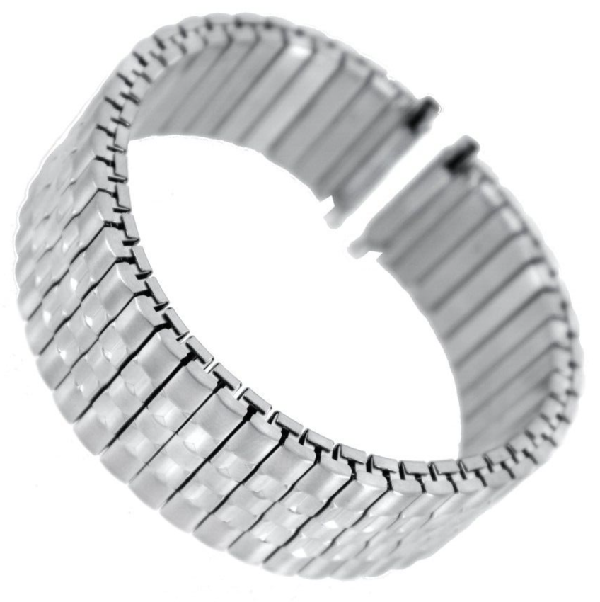 1822mm Milano Silver Tone Stainless Mens Stretch Watch Band XLong