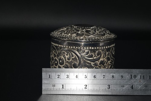 Antike alte britisch indische Art Deco Silber Schatulle mit extrem schönem Muster - Bild 10 von 10
