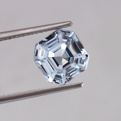 4.10 Ct Natural Blueish Aquamarine Loose Asscher Cut Gemstone 8.70x8.70 mm