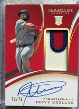 2020 Immaculate rc patch auto DEIVY GRULLON #ed 73/73!!! Philadelphia Phillies