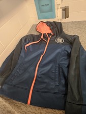 Running Man Fleece Lined Jacket Womens Medium Blue Allstate 15k Logo