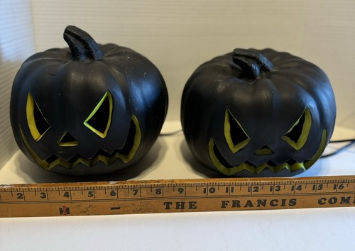 Paar schwarze Schaumstoff leuchtende Jack-O-Laterne Kürbisse Halloween Dekor 8”x8” - Bild 11 von 13