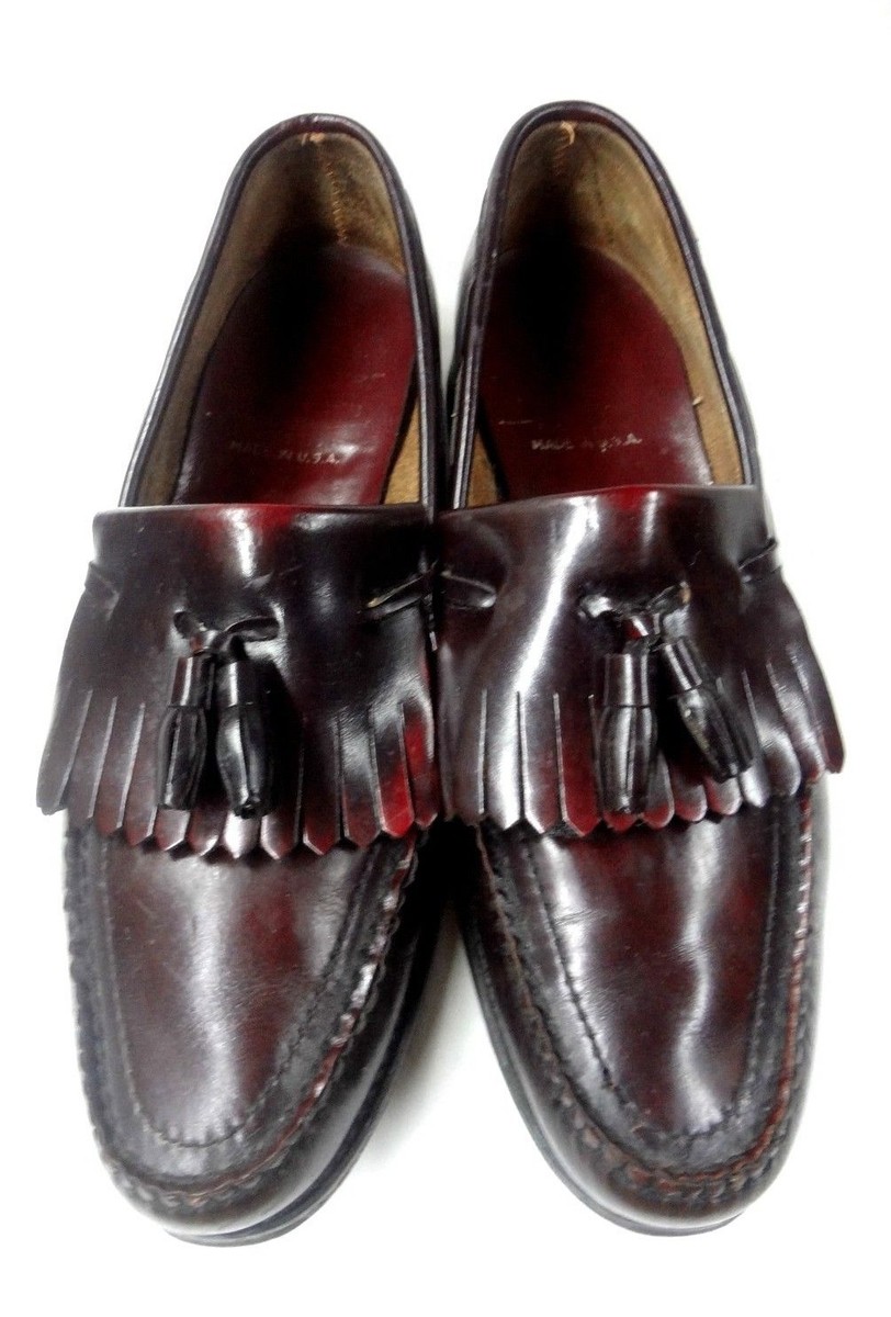 DEXTER MADE IN USA TASSEL LOAFERS 9.5 BURGUNDY LEATHER SLIP  display picture 1