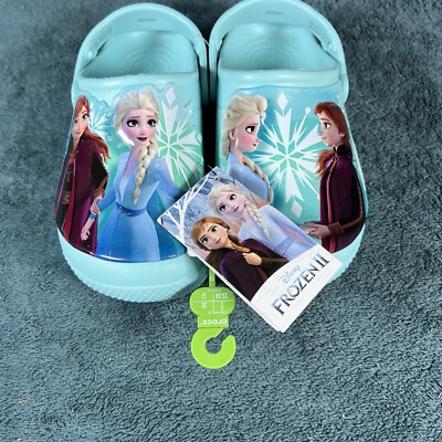 Crocs Fun Lab Disney's Frozen II Elsa And Anna Ice Blue Clog Juniors Size J2