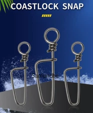 100pcs Stainless Steel Coastlock Snap Fishing Barrel Swivel Safety Snaps 12-74mm