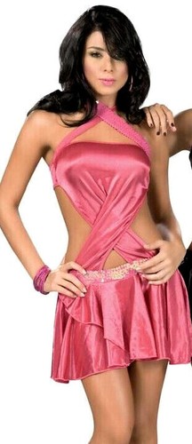 4031 Vestido Halter Corto Lentejuelas Negro Baile Rave Club Ropa Cóctel S M L XL - Imagen 1 de 5