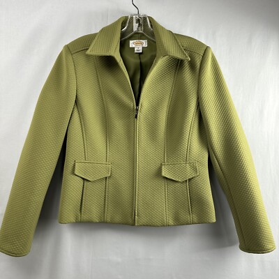 Talbots Jacket Womens Quilted Zip Front Classic Preppy Spring