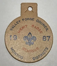 1987 Valley Forge Coucnil Merit badge Leather Pennsylvania MC7