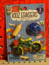 Bright Minds Kidz Erasers Bike Bicycle Helmet Sports Bottle Collectible 3 pcs
