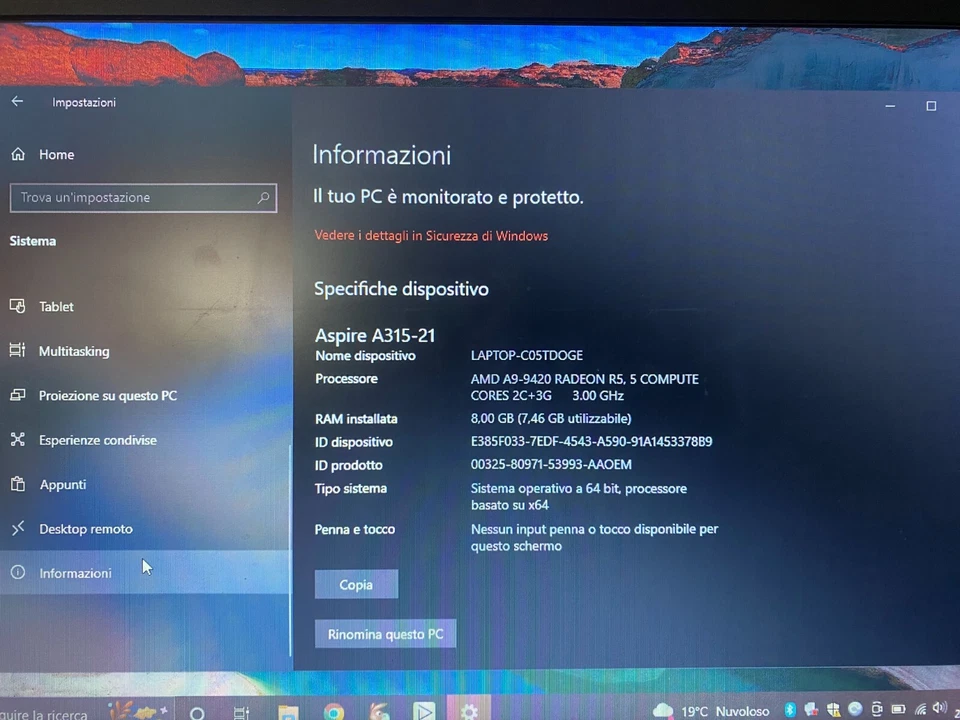 Notebook Acer Aspire3 A315-21 del 2018 - Immagine 2 di 4