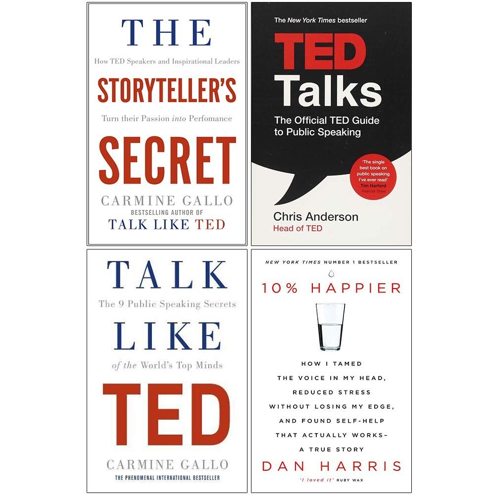 Storytellers Secret,Ted Talks, Talk Like Ted, 10% Happier 4 Books Collection Set