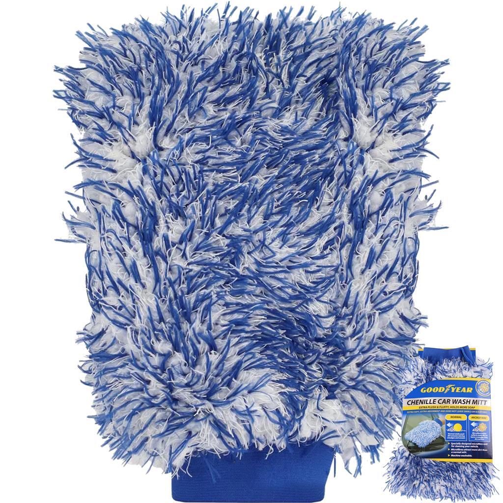 Goodyear Chenille Microfibre Luxury Car Wash Mitt Soft Glove Scrub Cleaning