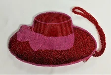 Red Hat Lady's Society Beaded Red Hat Coin Purse w Hand Strap - New 1990s
